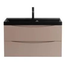 BelBagno Тумба с раковиной MARINO 80 см, подвесная Cappuccino Lucido, чёрная раковина