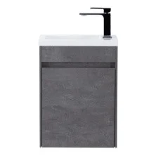 BelBagno Тумба с раковиной PIETRA MINI 40 см, подвесная с дверью 40-L Stucco Cemento, белая раковина
