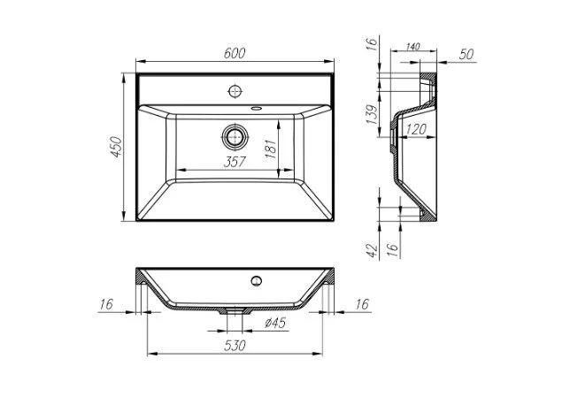 Приобрести тумба подвесная с раковиной belbagno marino-600-2c-so-rw-p 60 см, rovere moro