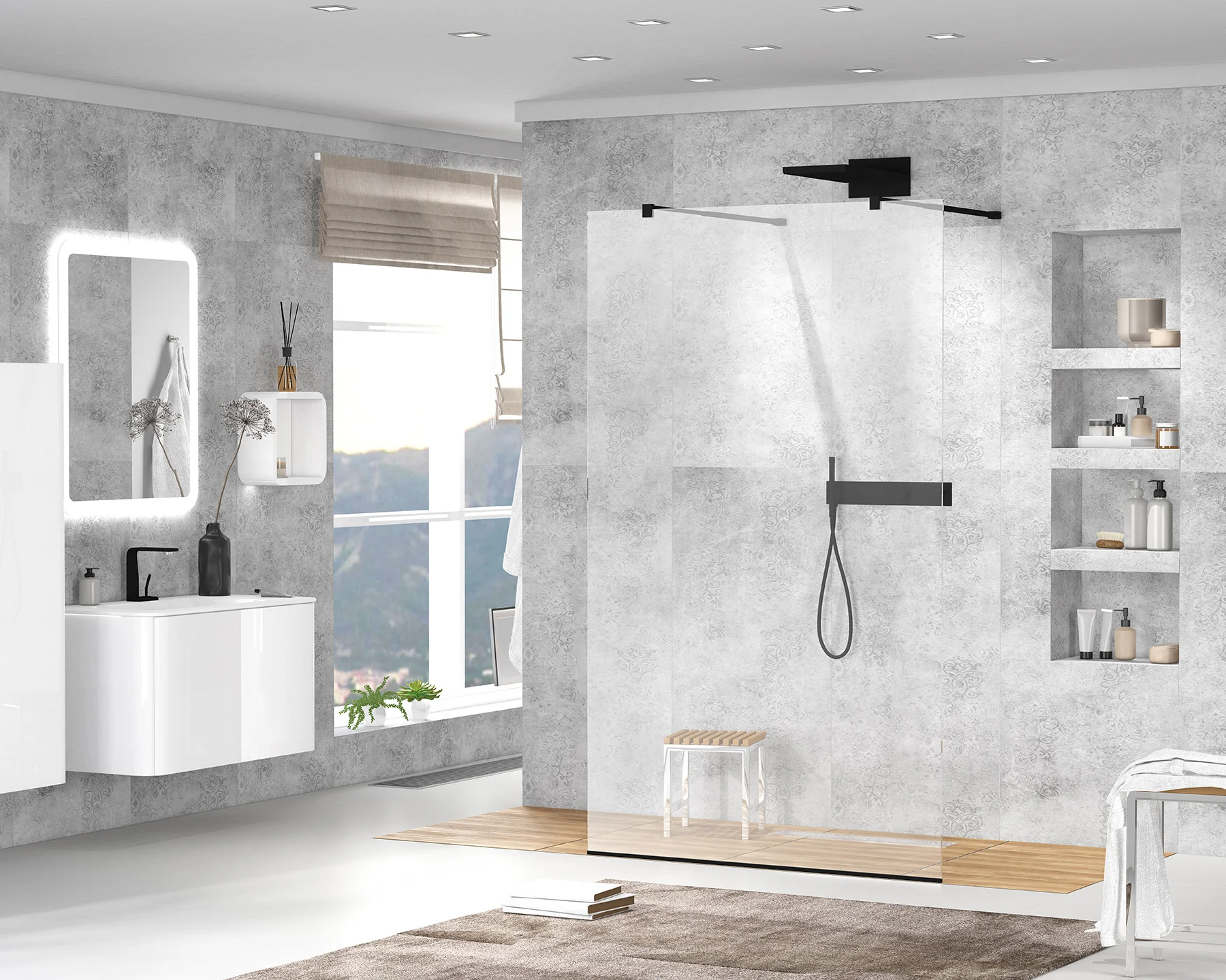 Приобрести cezares душевая перегородка liberta 125 см, черная liberta-l-2-125-c-nero