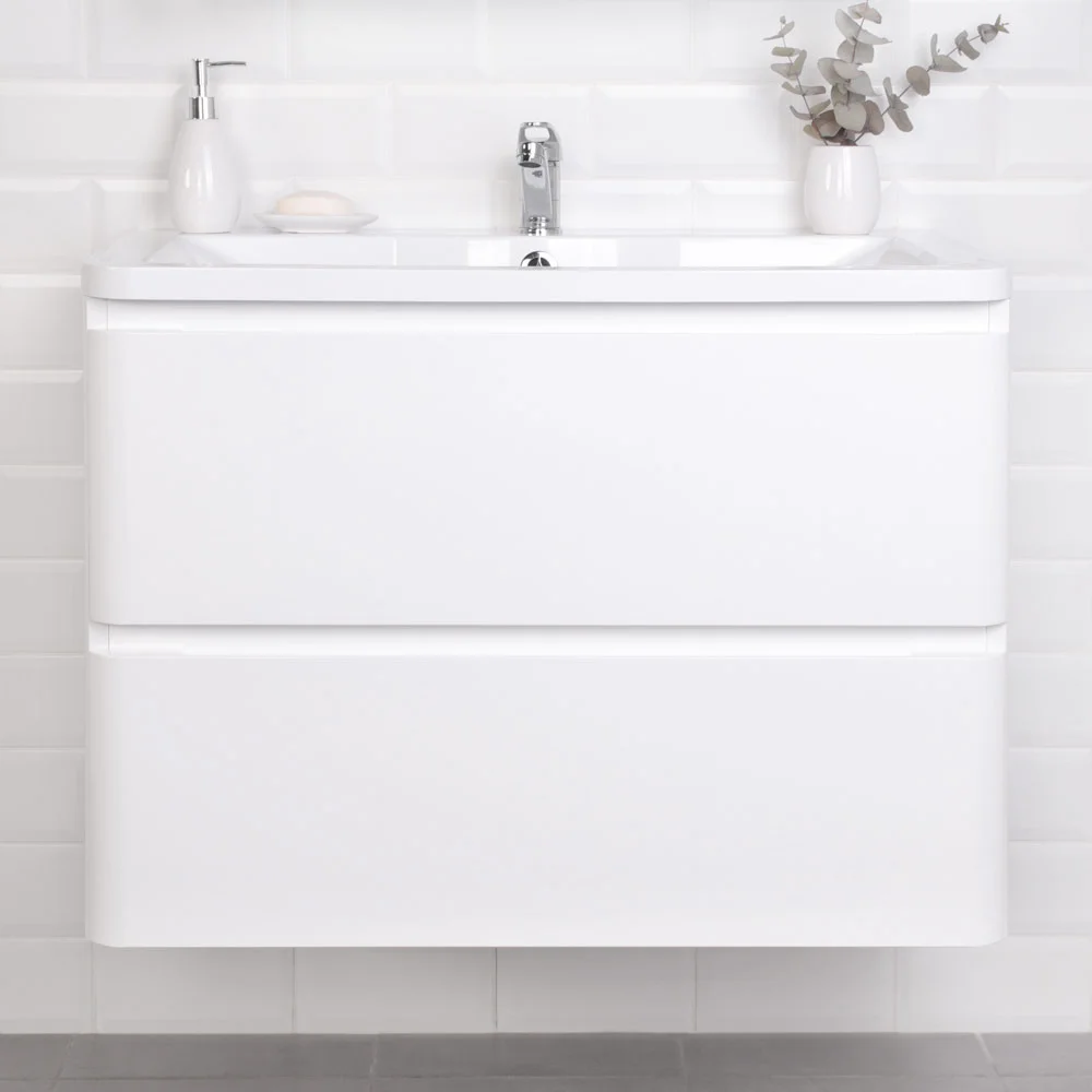 Приобрести тумба подвесная итана roberto 80 с раковиной adel 80, белый глянец