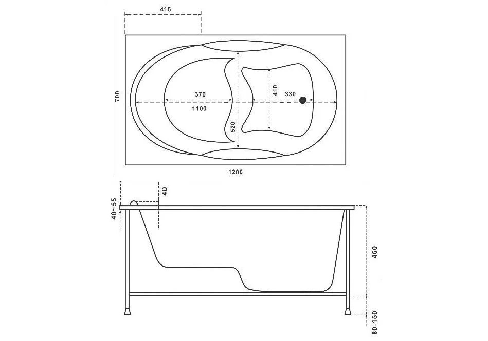 Приобрести акриловая ванна bas рио 120х70 сидячая