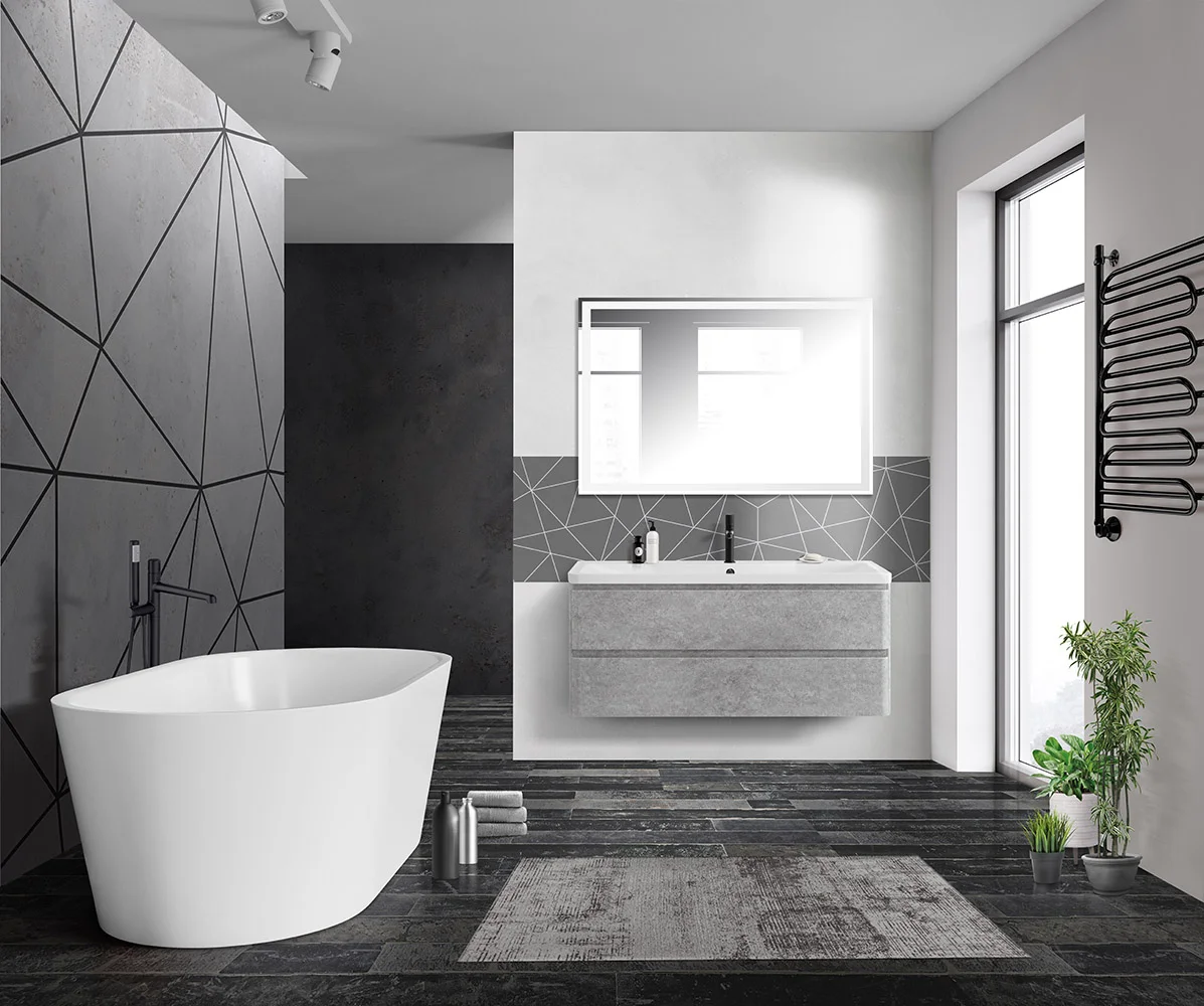 Приобрести belbagno тумба с раковиной albano 120 см, подвесная cemento verona grigio, белая раковина