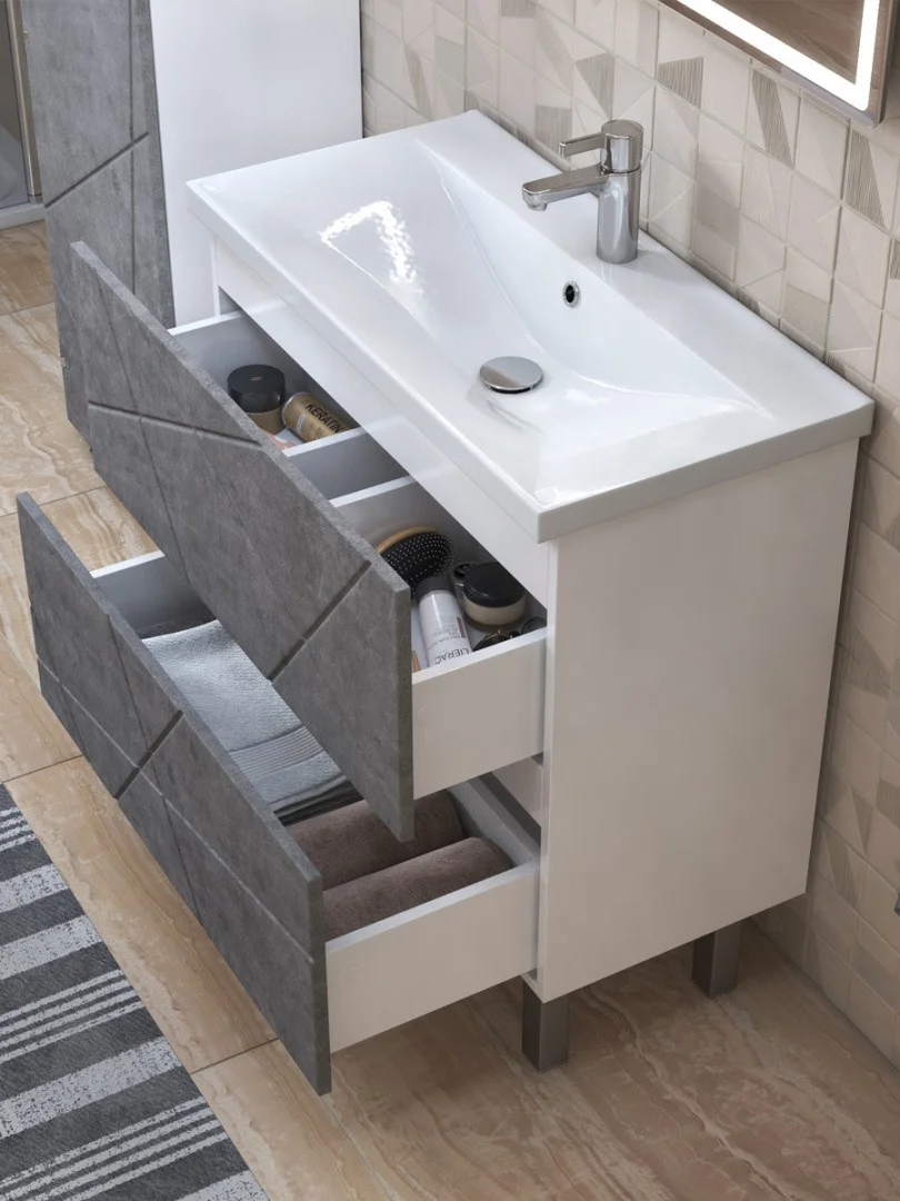 Приобрести vigo тумба с раковиной geometry 70см, 2 ящика, напольная, бетон tn.geo.fos.70.2y бетон