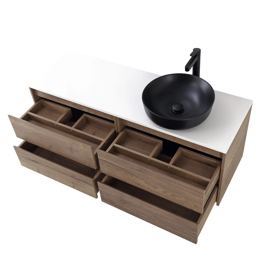 Приобрести belbagno тумба со столешницей kraft 120 см, подвесная rovere tabacco, раковина справа