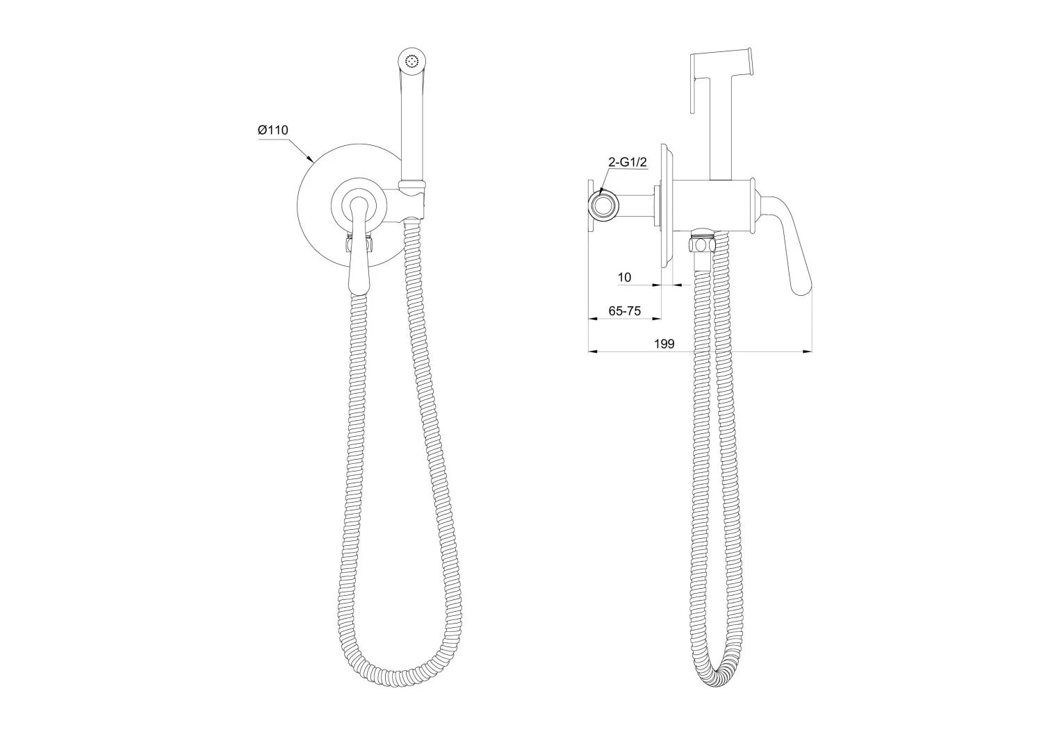 Приобрести смеситель с гигиеническим душем встраиваемый wonzon & woghand steam, черный матовый (ww- 88829008-mb)