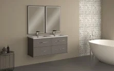 Cezares Тумба подвесная с раковиной на две чаши TIFFANY 120 см Grigio Nuvola, серая 55244