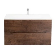 BelBagno Тумба с раковиной ETNA 100 см, подвесная Rovere Moro, стеклянная раковина