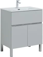 Aquanet Тумба с раковиной Алвита New 70 см, 1 ящик, 2 дверцы, серый