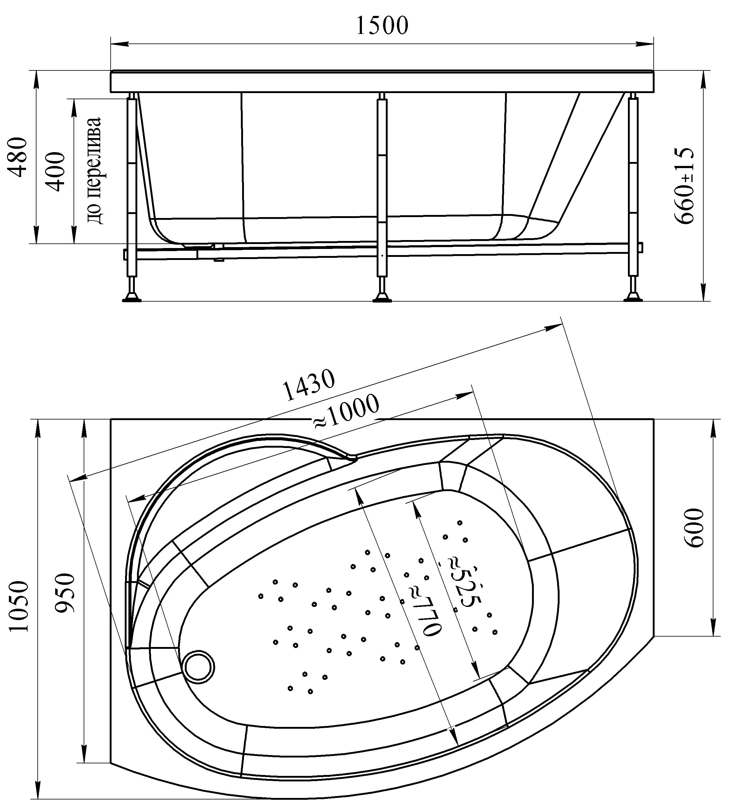 Приобрести радомир акриловая ванна монти 150x105 см l ( комплект каркас и слив )
