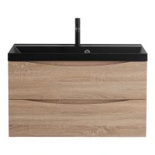 BelBagno Тумба с раковиной MARINO 80 см, подвесная Rovere Bianco, чёрная раковина