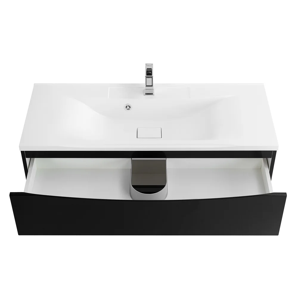 Приобрести belbagno тумба с раковиной marino 110 см, подвесная nero lucido, белая раковина