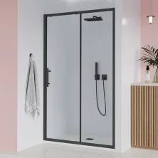 Veconi Душевая дверь Evo 150x195 см, черная матовая, прозрачное E1-B-150-01-C9