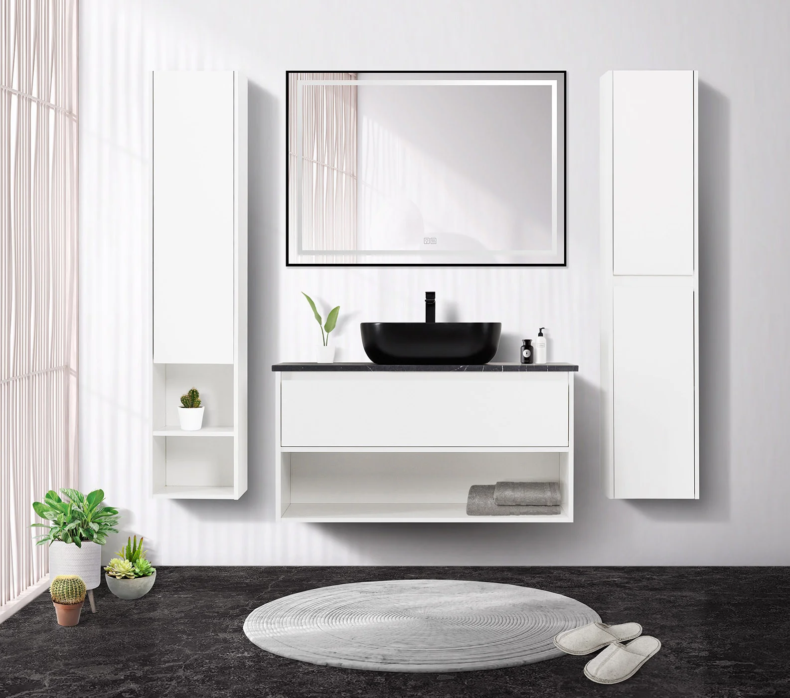 Приобрести belbagno тумба со столешницей kraft 100 см с ящиком и полкой, подвесная bianco opaco