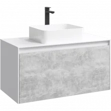 Тумба подвесная Aqwella со столешницей Mobi 100 см, Светлый бетон MOB0110W+MOB0710BS