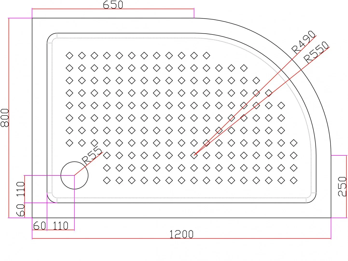 Приобрести cezares поддон акриловый tray 120х80см tray-a-rh-120/80-550-15-w-r