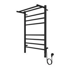 Terminus Полотенцесушитель Аврора П8 50х80 см, с полкой, электрический, черный матовый