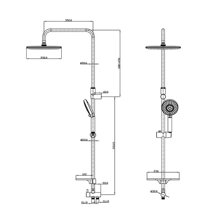 Приобрести iddis душевая система calipso, круглая d-250мм, хром calsb5fi76