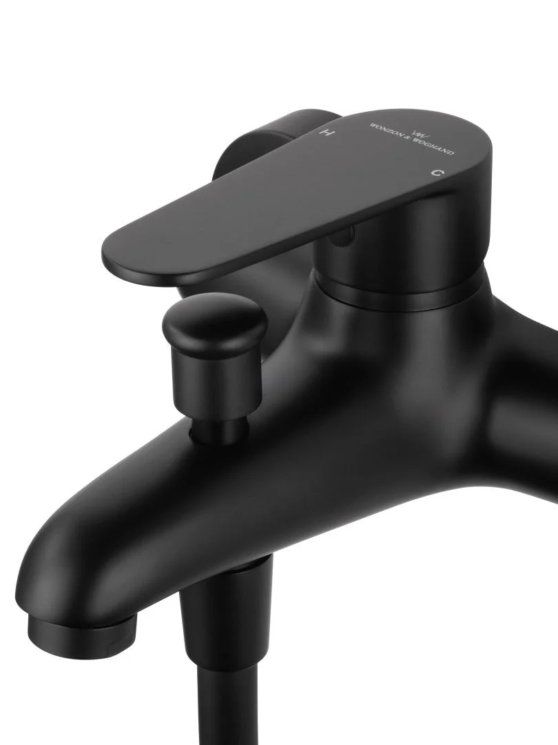 Приобрести смеситель для ванны с душевым гарнитуром wonzon & woghand alfa, черный матовый (ww-ae3205-mb)