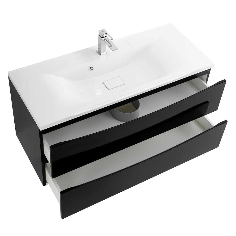 Приобрести belbagno тумба с раковиной marino 110 см, подвесная nero lucido, белая раковина