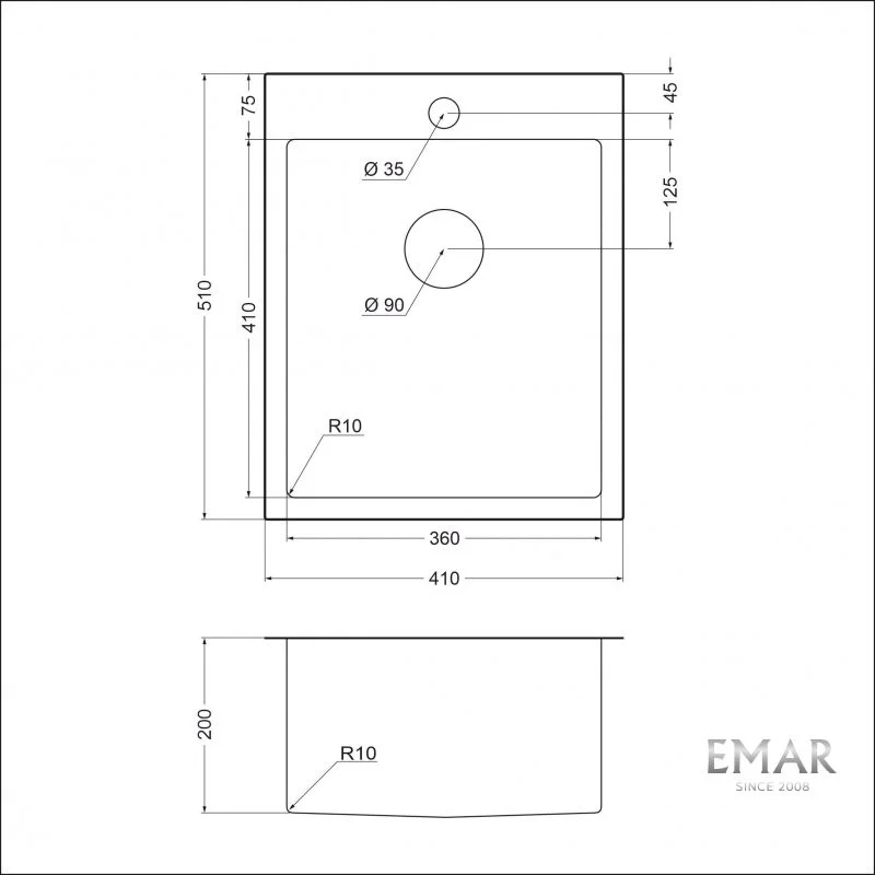 Приобрести emar кухонная мойка 41х51 см, графит emb-128a pvd nano dark
