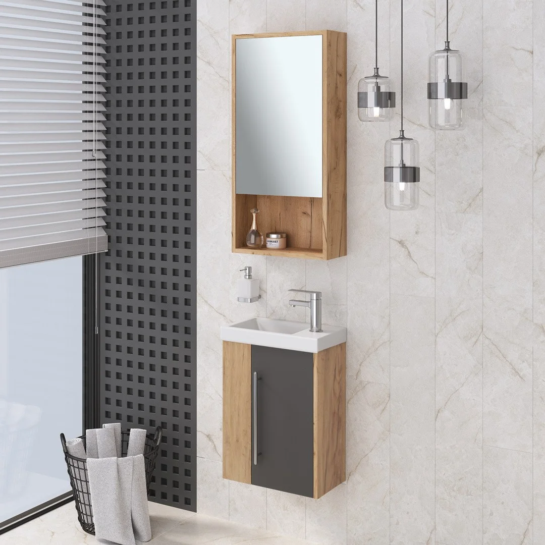 Приобрести зеркало шкаф melbourne 40 см. дуб/серый