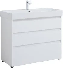 Aquanet Тумба с раковиной Nova Lite 100 см, белая глянец (3 ящика)