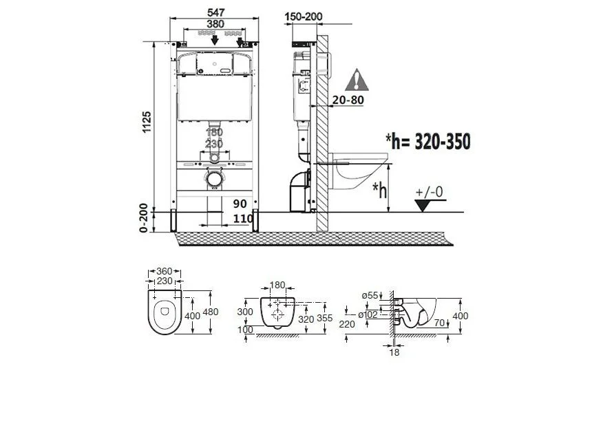 Приобрести инсталляция с подвесным унитазом roca meridian 48 7.8931.0.411.0