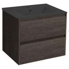 Vincea Тумба подвесная Gio 60 см, дуб темный с черной матовой раковиной VMC-2G600RO;VBS-13960MB