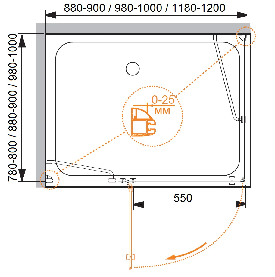 Приобрести cezares душевое ограждение verona 100-80см verona-w-ah-1-100/80-p-cr-r