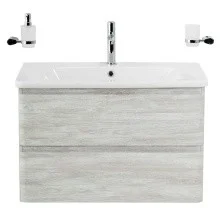 BelBagno Тумба с раковиной ALBANO-CER 80 см, подвесная Rovere Vintage Bianco, белая раковина