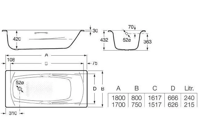 Приобрести стальная ванна roca swing 180x80 см 7.2200.e.000.0