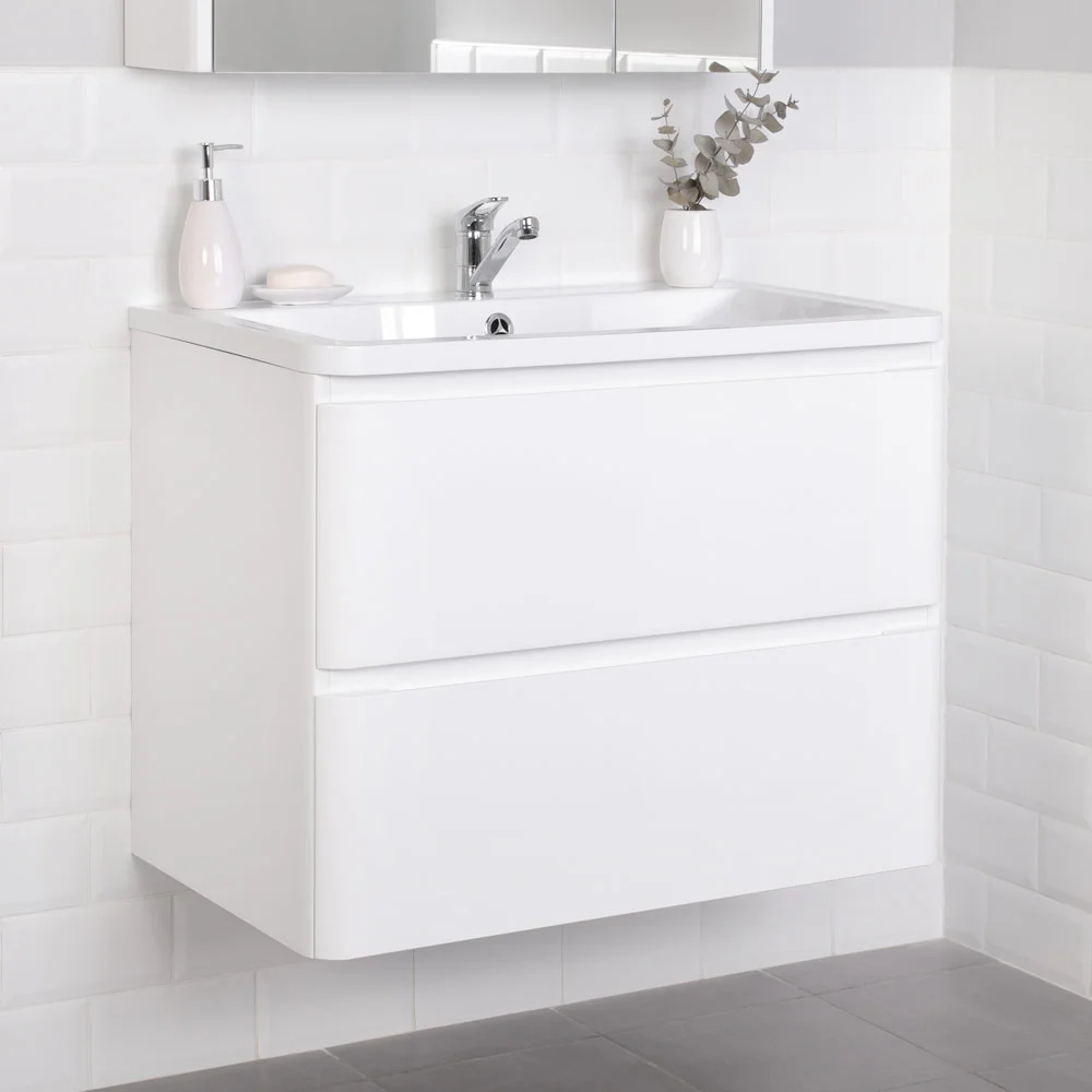 Приобрести тумба подвесная итана roberto 80 с раковиной adel 80, белый глянец