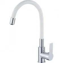 HAIBA Смеситель для кухни 396 мм, гибкий излив, белый\хром HB-70112-8