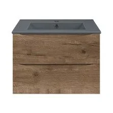 Vincea Тумба подвесная Mia 60 см, дуб винтаж с раковиной матовый антрацит VMC-2MC600VO;VBS-13960MA