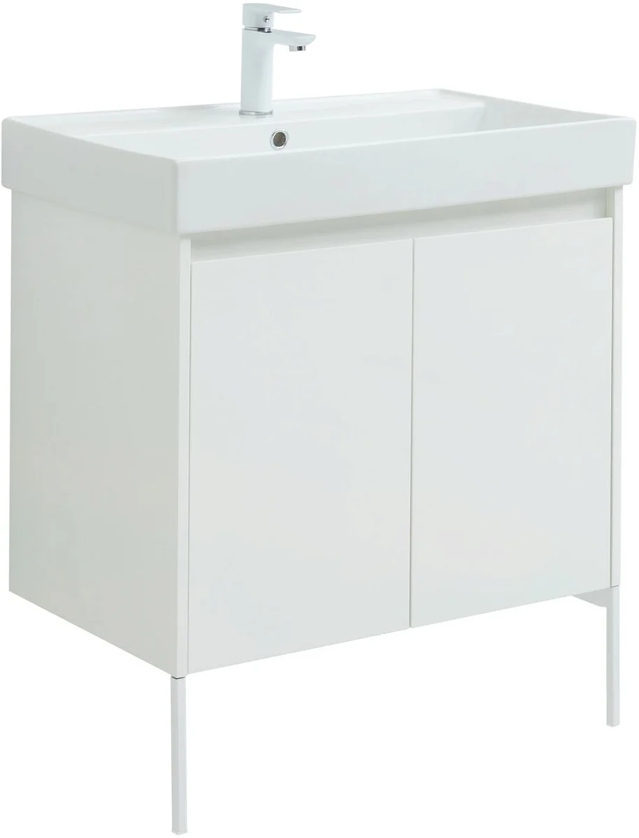 Приобрести aquanet тумба с раковиной nova lite 75 см, белая глянец (2 дверцы)