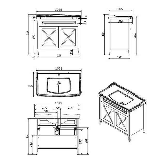 Приобрести caprigo тумба с раковиной napoli 100 см, голубая, эмаль