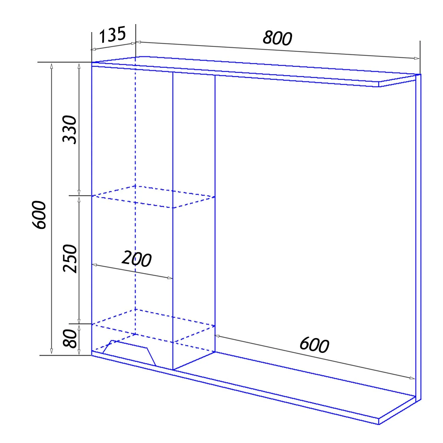 Приобрести loranto зеркало-шкаф florena 80 80х60 левое, светлый бетон (cs00086988)