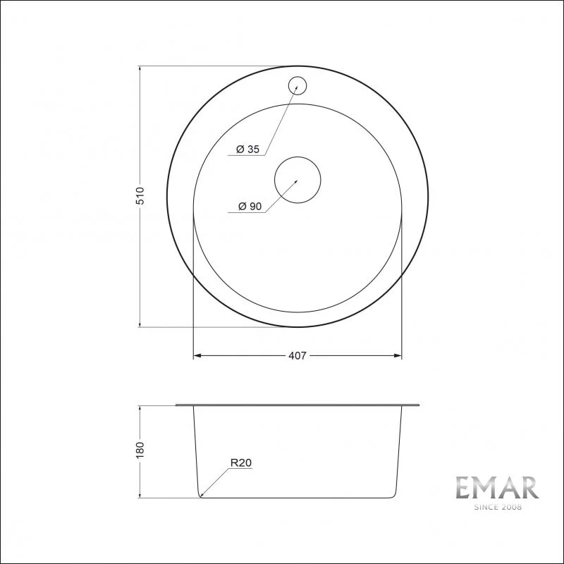 Приобрести emar кухонная мойка 51х51 см, хром emar 510с