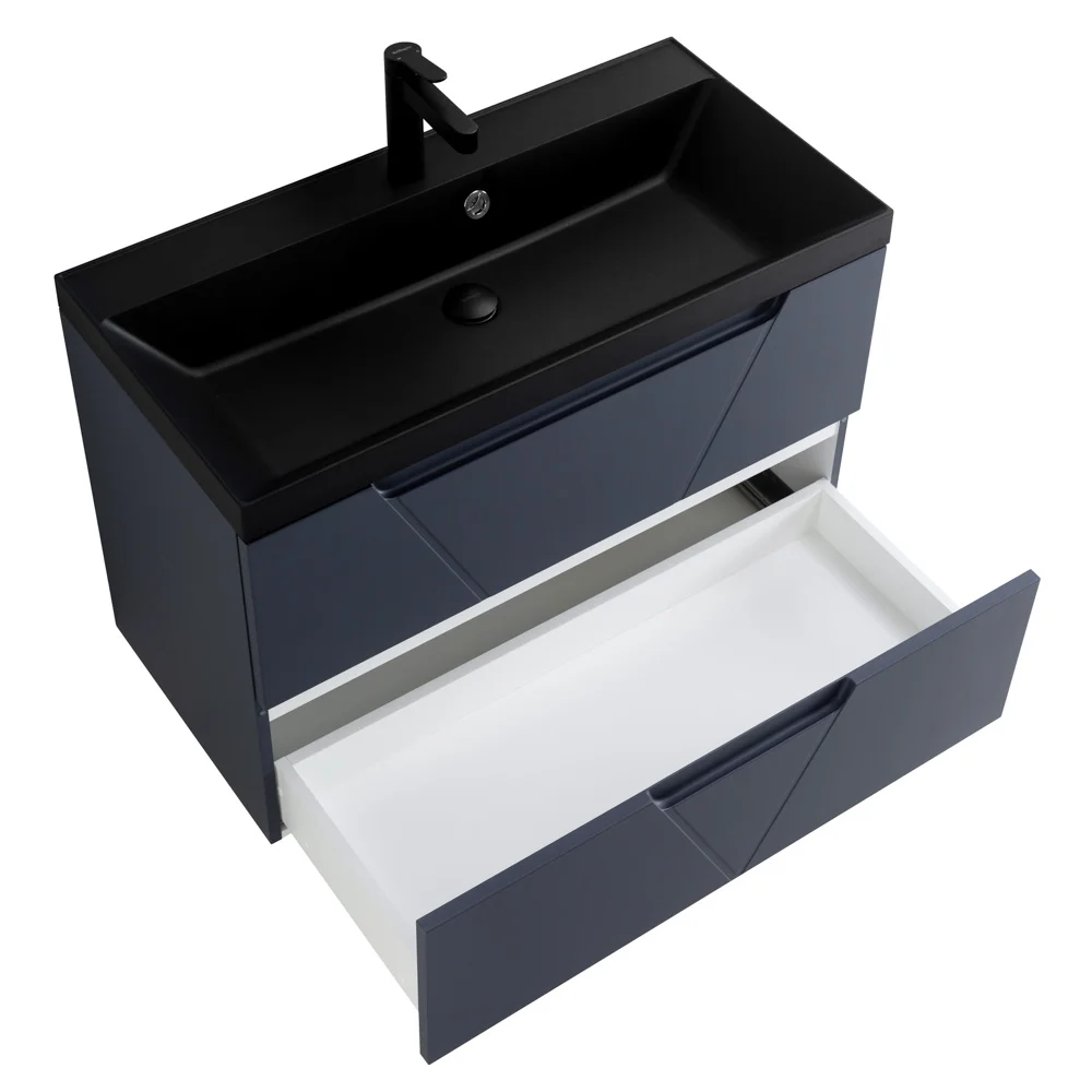 Приобрести belbagno тумба с раковиной vittoria 80 см, подвесная grigio opaco, чёрная раковина