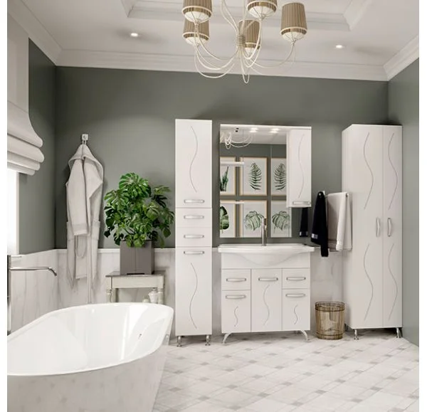 Приобрести mirsant зеркало шкаф сандра 80 см, с подсветкой, белый, правый ут000046037