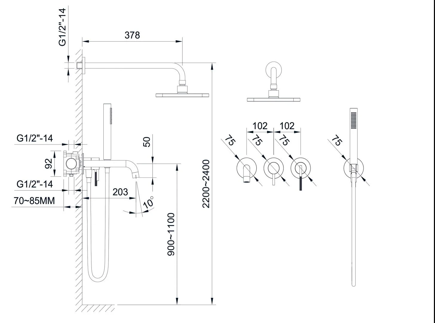 Приобрести hayzburg встраиваемая душевая система, золото hb-4004-3go