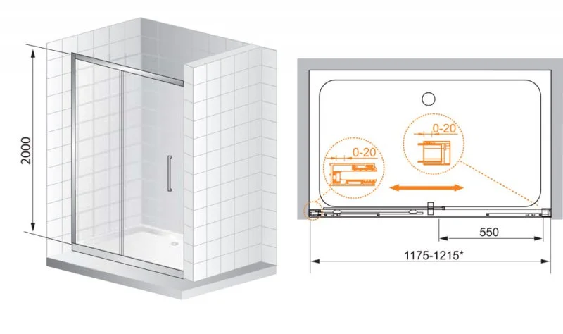 Приобрести cezares дверь душевая premier-soft 120x200см premier-soft-w-bf-1-120-c-cr-iv