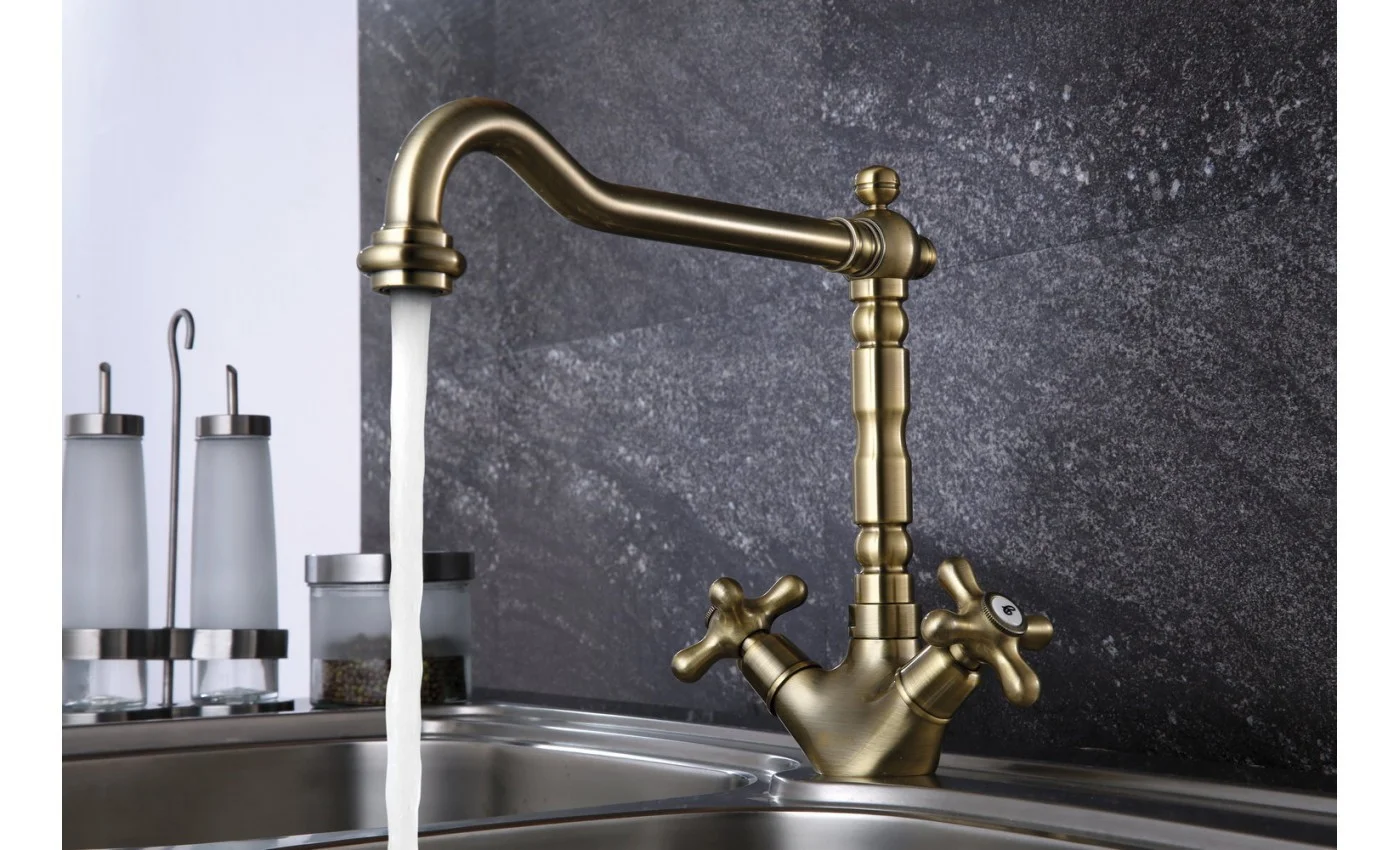 Приобрести lemark смеситель для кухни vintage с поворотным изливом, бронза lm2805b
