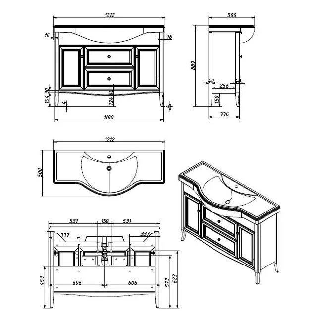 Приобрести caprigo тумба с раковиной lion 120 см, светлое дерево, экошпон