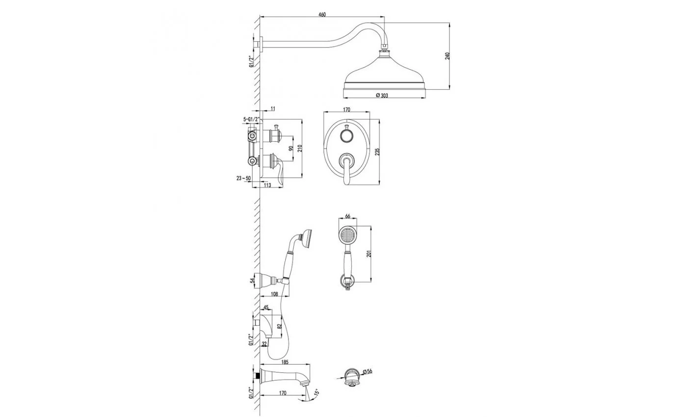 Приобрести lemark душевая система brava , скрытый монтаж, золото lm4722g