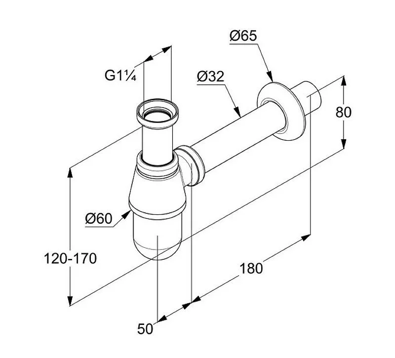 Приобрести бутылочный сифон g1 1/4, арт. 1010505-00