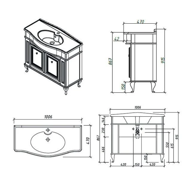 Приобрести caprigo тумба с раковиной fresco 100 см, фиолетовая, эмаль