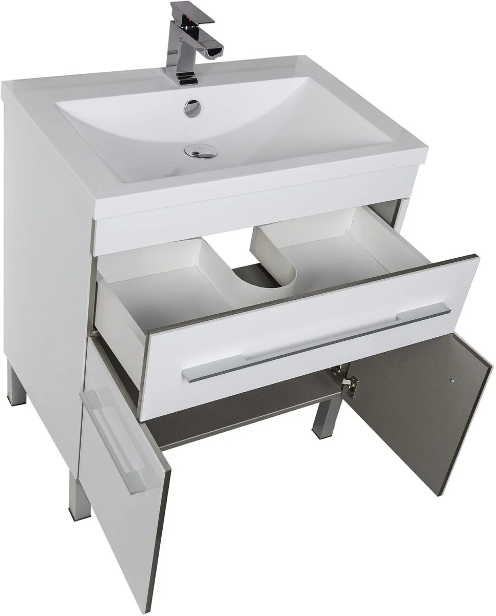 Приобрести aquanet тумба с раковиной верона 75 см, белая (напольная 1 ящик 2 дверцы)
