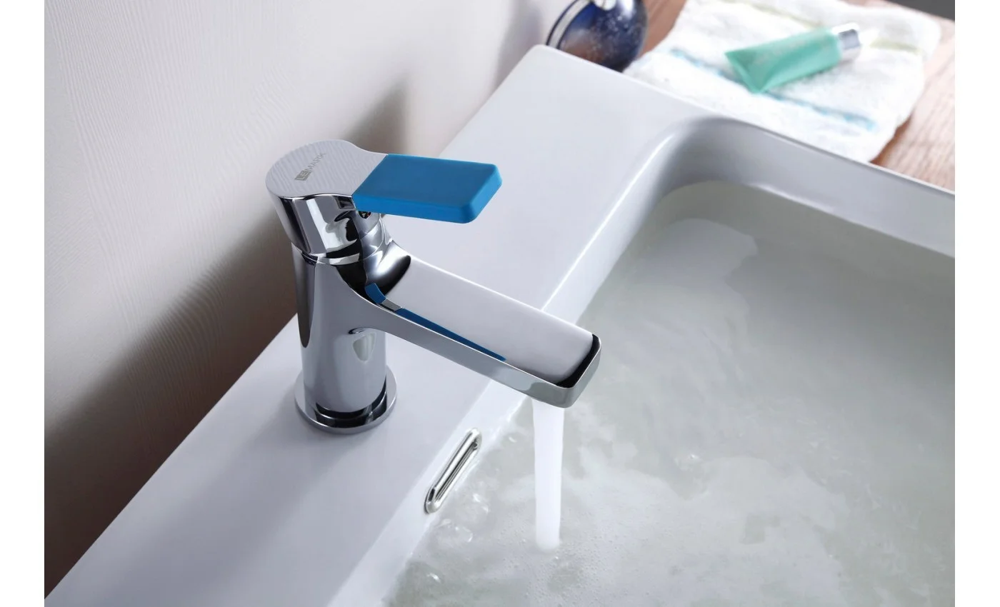 Приобрести lemark смеситель для раковины aura, хром\голубой lm0606c